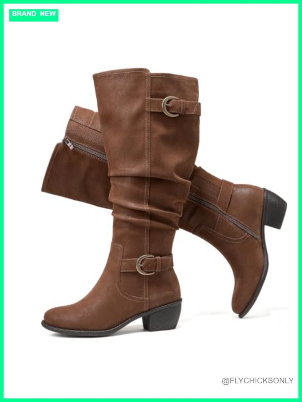 Extra Wide Calf Knee-High Boots Low Heel Faux Leather